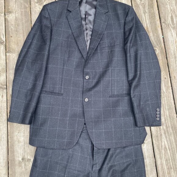 Vintage 90s Cashmere Wool Lauren Ralph Lauren Striped Suit Jacket 42R Pants 36R - Picture 12 of 16